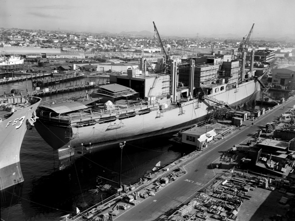 USS Concord (AFS-5) fitting out at NASSCO c1967