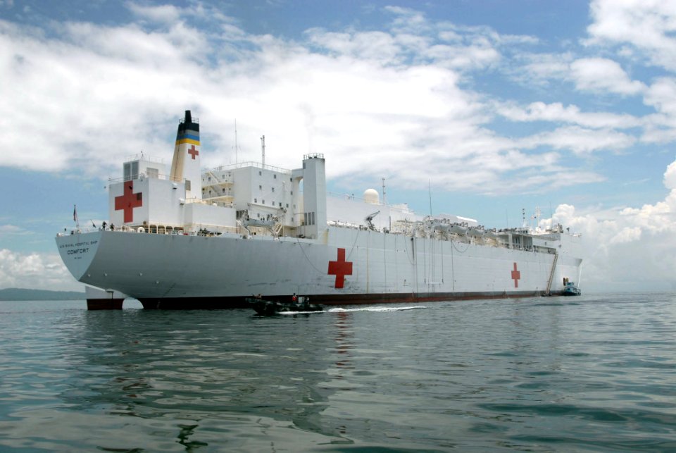 US Navy 070628-N-8704K-045 Military Sealift Command hospital ship USNS Comfort (T-AH 20) is at anchor off the coast of Guatemala during a scheduled stop