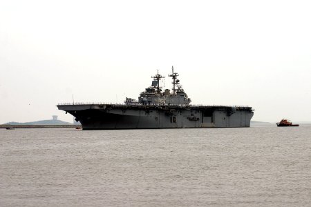 US Navy 070628-N-8110K-005 USS Wasp (LHD 1) enters Boston Harbor for a port visit to kick off Boston Navy Week