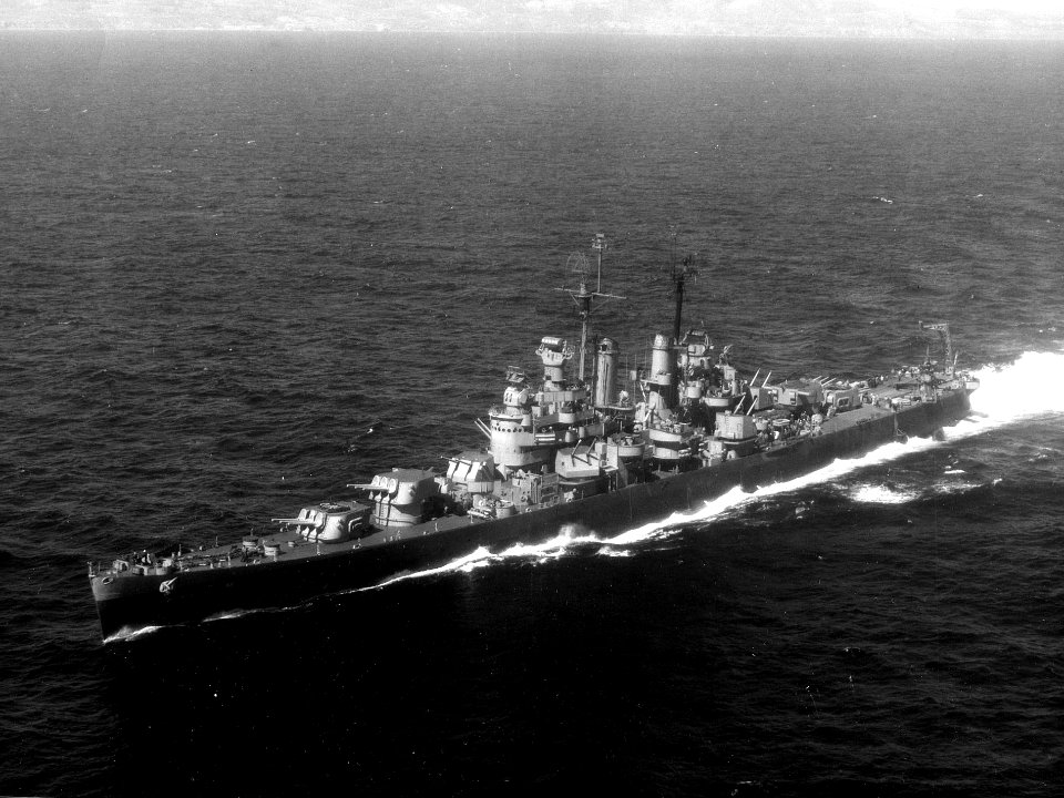 USS Columbia (CL-56) off San Pedro 1945