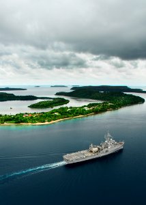 USS Cleveland pulls out of Tonga (5666752981)