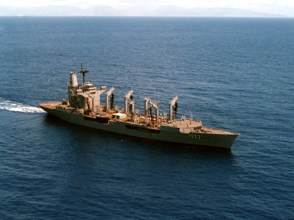 USS Cimarron (AO-177) underway on 24 May 1985