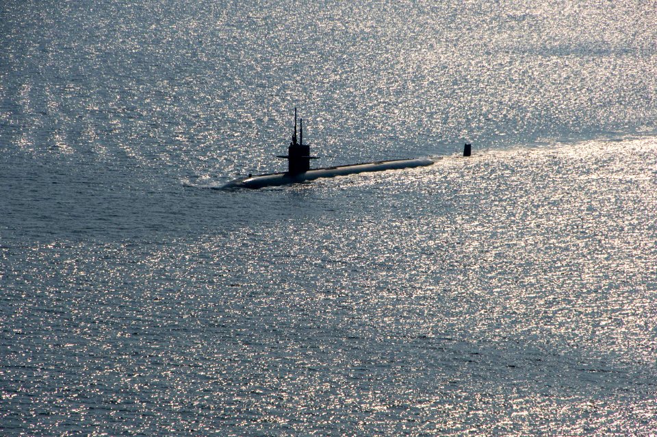 USS City of Corpus Christi transits into formation during a photo exercise as a part of Malabar 2015