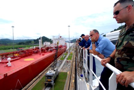 US Navy 070710-N-8704K-044 Sailors view the Panama Canal from aboard Military Sealift Command hospital ship USNS Comfort (T-AH 20)