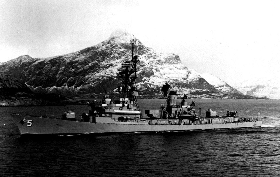 USS Claude V. Ricketts (DDG-5) underway off Norway, in April-May 1981