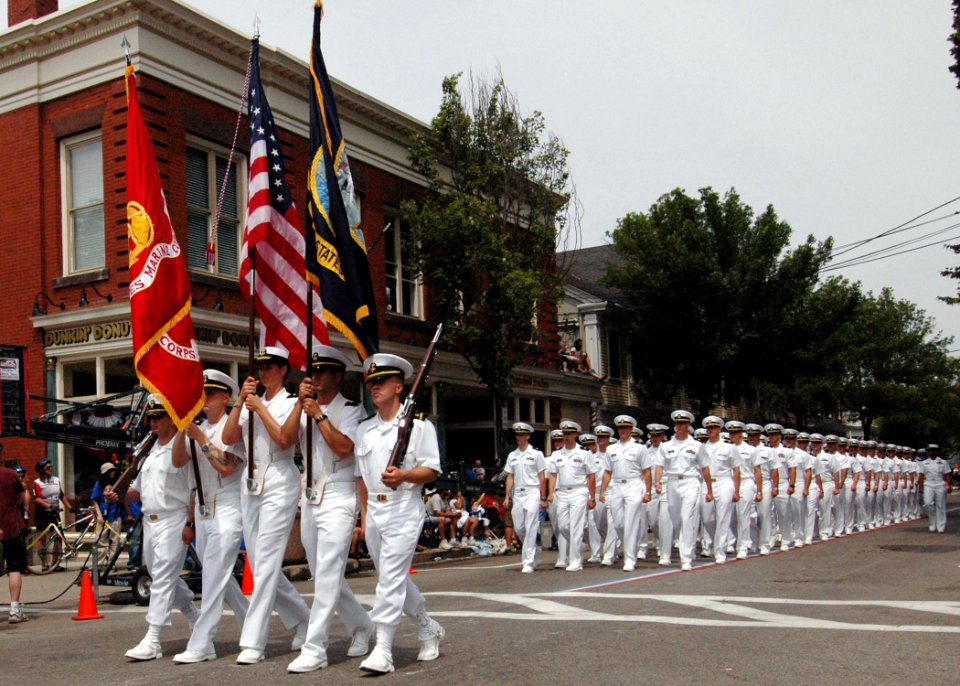 US Navy 070704-N-8497H-118 Sailors from Officer Candidate School in Newport, R.I., march at the 4th of July parade