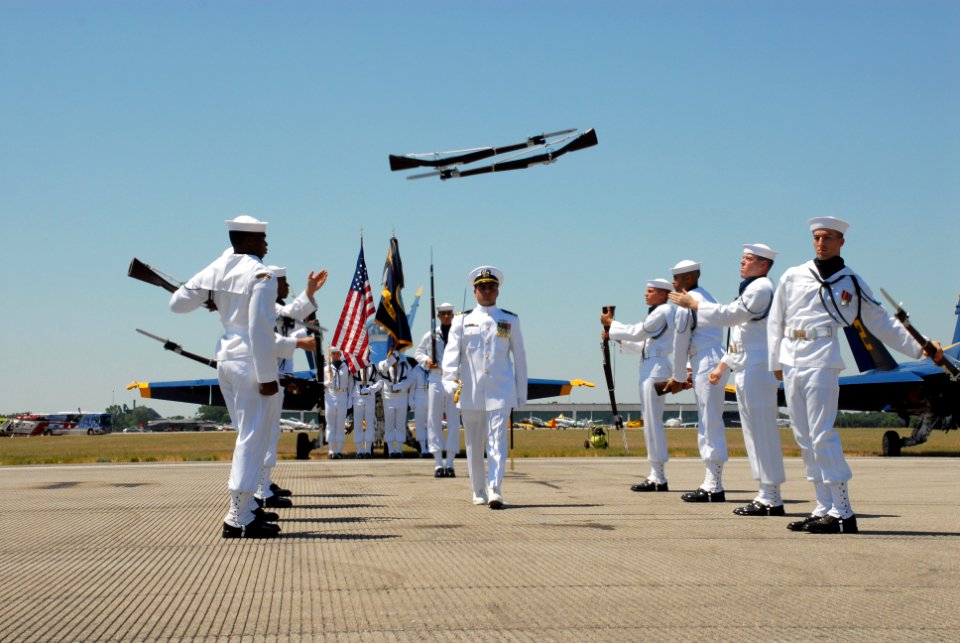 US Navy 070707-N-9909C-008 Lt. Brandon Worl walks through his Sailors during a performance by the U.S. Navy Ceremonial Guard at the Ninth Annual Thunder Over Michigan Air Show at Willow Run Airport