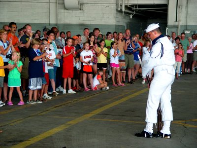 US Navy 070707-N-2888Q-006 The U.S. Navy Ceremonial Guard performs for fifth graders from Edgemont Elementary School, Belleville, Mich