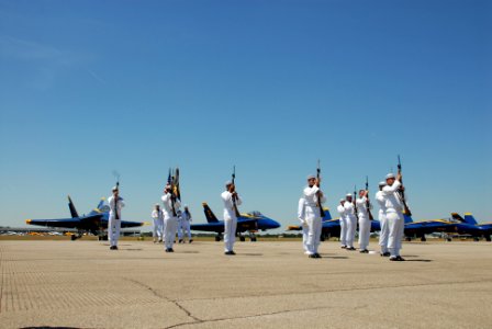 US Navy 070707-N-9909C-010 The U.S. Navy Ceremonial Guard performed at the Ninth Annual Thunder Over Michigan Air Show at the Willow Run airport just outside of Detroit. The Navy had all the bases covered at the a