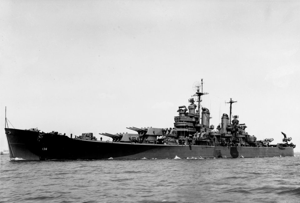 USS Chicago (CA-136) off the Philadelphia Naval Shipyard on 7 May 1945 (19-N-84410)
