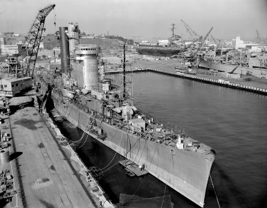USS Chicago (CG-11) during conversion at San Francisco Navy Yard 1960