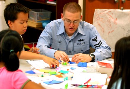 US Navy 070718-N-0807W-035 Students from Jack N. Darby Elementary School learn and construct Japanese origami cranes as a symbolic gesture towards peace