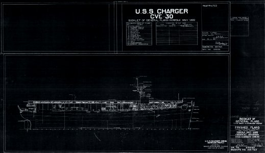USS Charger (CVE-30), Booklet of General Plans - Title Sheet & Outboard Profile, 1942 (167816569)