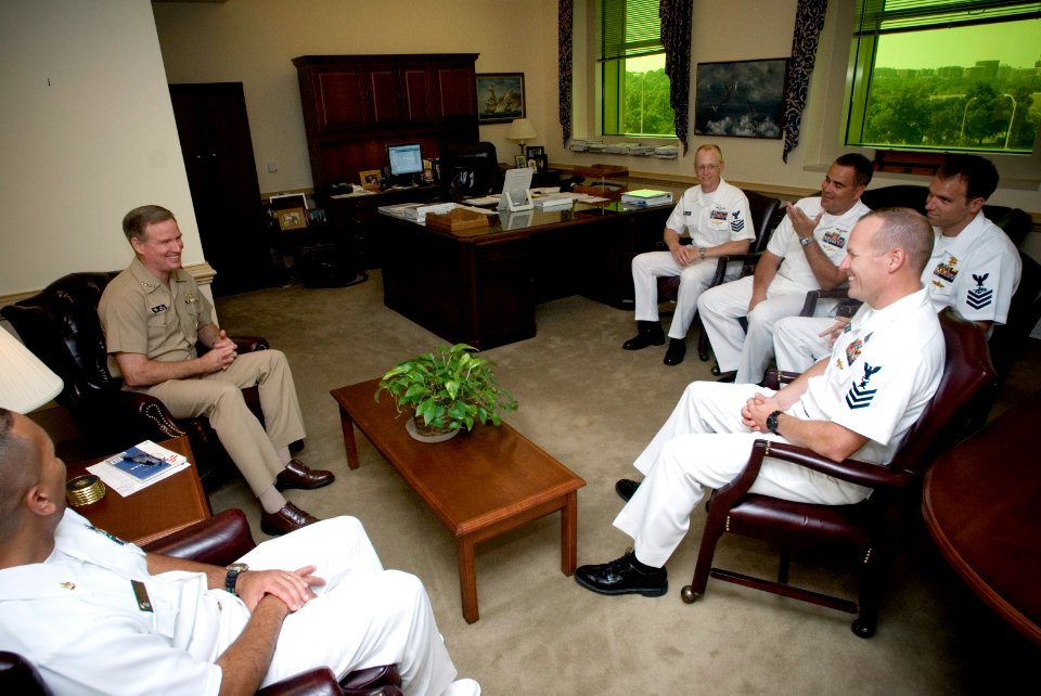 US Navy 070717-N-0696M-041 Vice Chief of Naval Operations (CNO) Adm. Patrick Walsh greets the 2007 Sailors of the Year