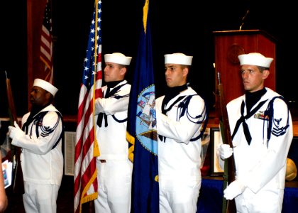 US Navy 070718-N-8949D-005 A color guard detail renders honors at a Naval Special Warfare Group (NSWG) 2 memorial service