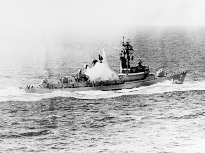 USS Charles F. Adams (DDG-2) firing ASROC missile in April 1962