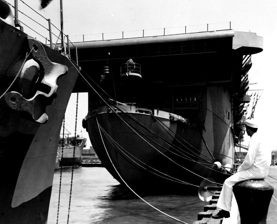 USS Charger (AVG-30) in port, in June 1942 (80-G-13144)