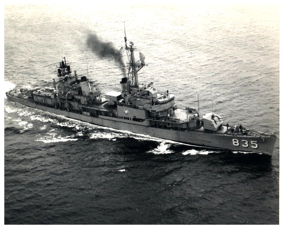 USS Charles P. Cecil (DD-835) underway in Narragansett Bay on 10 October 1971 (NH 107000)