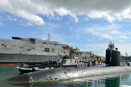 USS Charlotte Returns from Deployment (Image 1 of 6) 160513-N-LY160-177