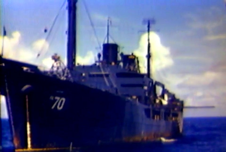 USS Carteret (APA-70) at Bikini Atoll, circa 7 July 1946 (81108)