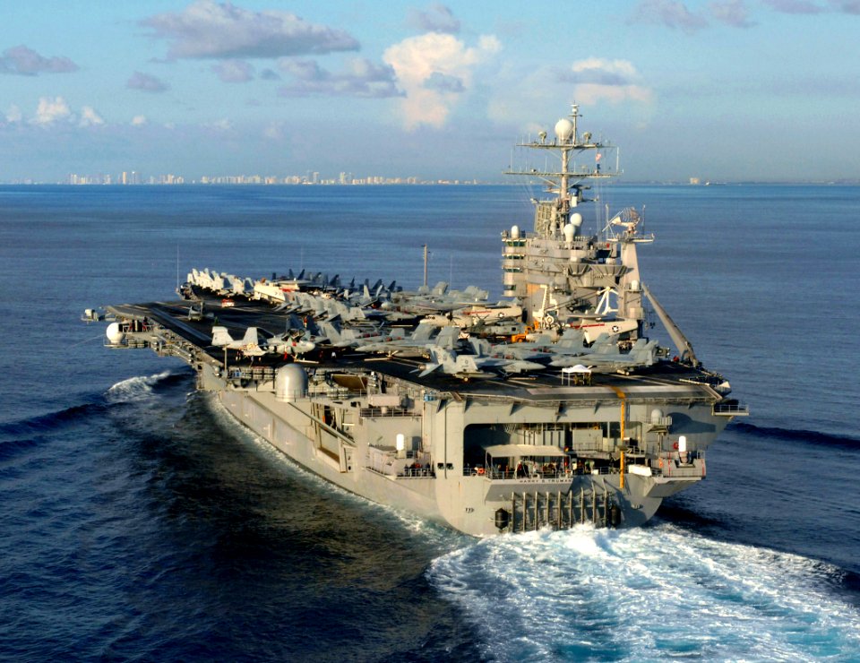 US Navy 070720-N-2984R-003 Nimitz-class aircraft carrier USS Harry S. Truman (CVN 75) makes her way toward Fort Lauderdale, Fla., for a port visit. Truman is visiting Fort Lauderdale prior to participating in Operation Bold Ste