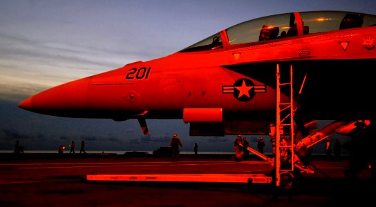 US Navy 070727-N-2984R-072 An F-A-18F Super Hornet assigned to the Red Rippers of Strike Fighter Squadron (VFA) 11, sits on the flight deck of the Nimitz-class aircraft carrier USS Harry S. Truman (CVN 75)