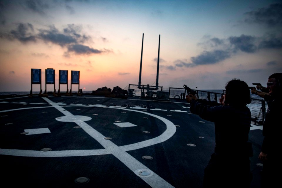 USS Carney Sailors Conduct 9mm Live-Fire Exercise (43878356131)
