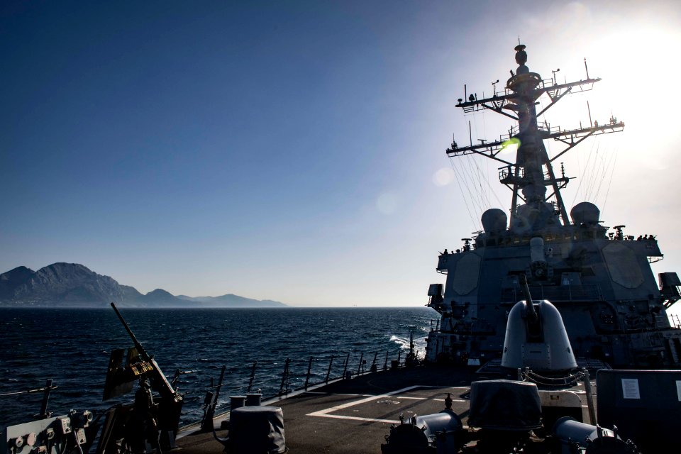 USS Carney Transits Strait of Gibraltar (41948853760)