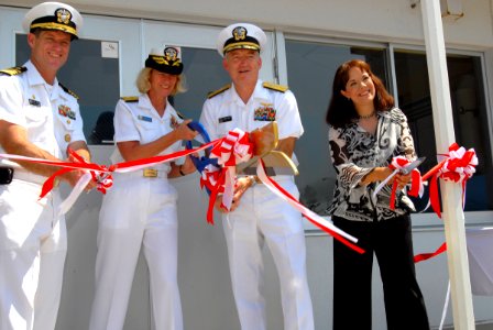 US Navy 070727-N-4124C-029 Rear Adm. James D. Kelly, commander of Naval Forces Japan, Rear Adm. Carol M. Pottenger, commander of Expeditionary Strike Group 7, Capt. Tilghman D. Payne, commander of Fleet Activities Sasebo, and T