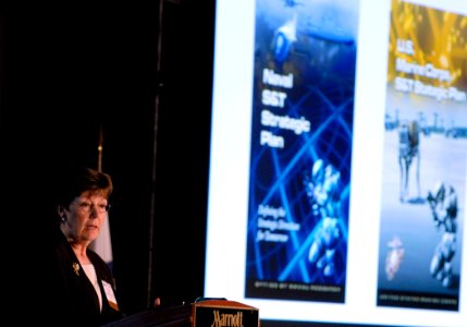 US Navy 070730-N-7676W-209 Assistant Secretary of the Navy for Research, Development, and Acquisition (ASN-RDA), the Honorable Dr. Delores Etter, addresses the 2007 Naval Science and Technology Partnership Conference photo