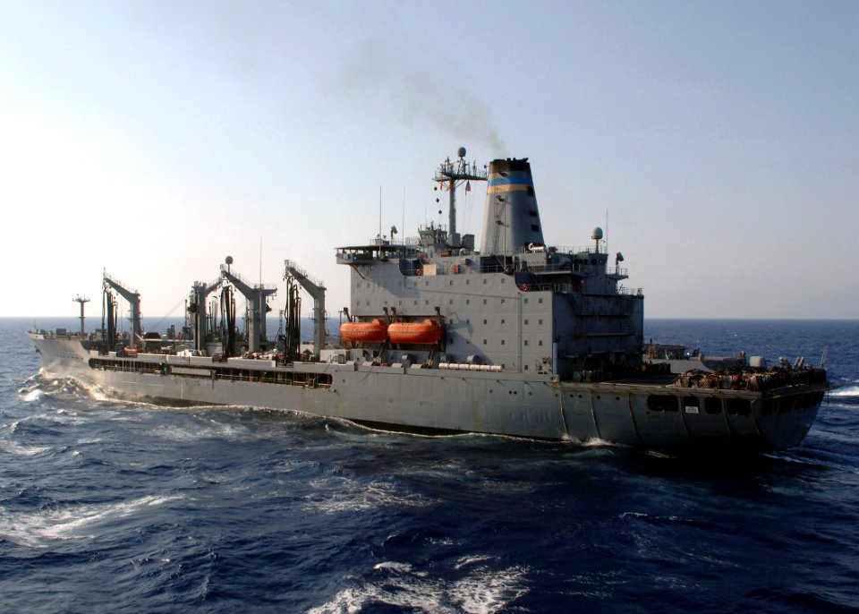 US Navy 070731-N-5928K-001 The nuclear-powered aircraft carrier USS Enterprise (CVN 65) makes its approach on the Military Sealift Command (MSC) fleet replenishment oiler USNS Big Horn (T-AO 198) as they prepare for a replenish