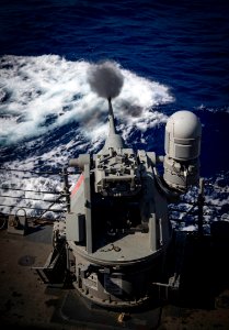 USS Carney Fires its 25mm Gun (43771994832)