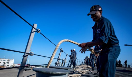 USS Carney Departs Rota Spain (43757298561)