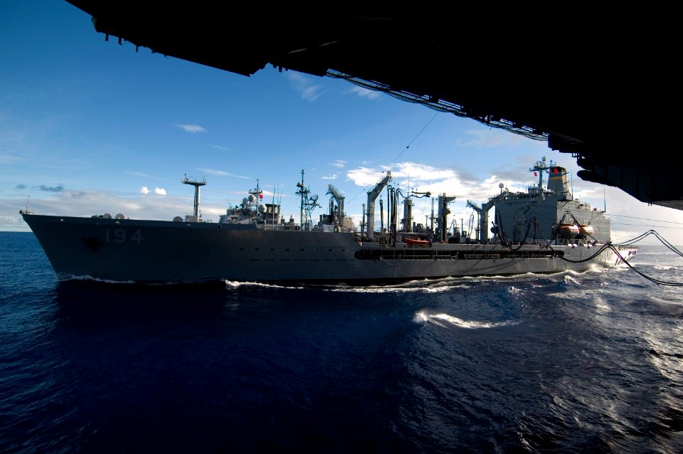 US Navy 070810-N-5387K-006 The Military Sealift Command ship USNS John Ericsson (T-AO 194) refuels USS Kitty Hawk (CV 63) during exercise Valiant Shield 2007