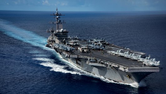 USS Carl Vinson transits the Philippine Sea while conducting a bilateral exercise with the Japan. (34266363225)