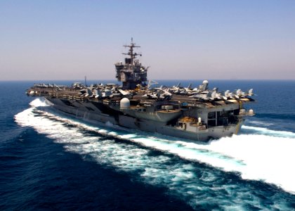 US Navy 070817-N-6524M-005 The nuclear-powered aircraft carrier USS Enterprise (CVN 65) transit through the Persian Gulf during flight operations