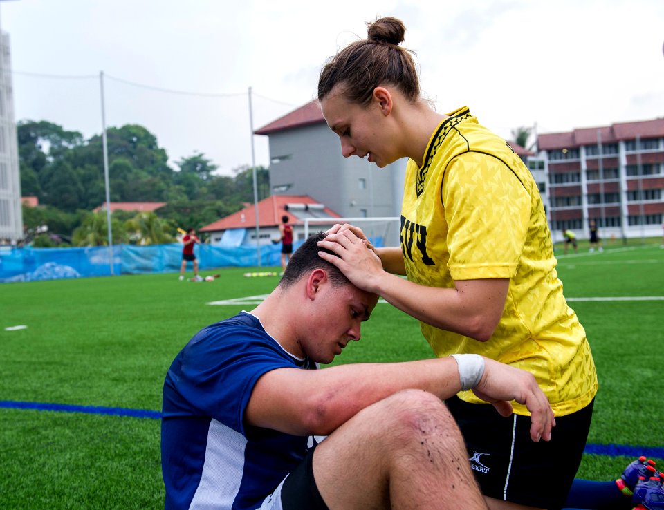 USS Carl Vinson Sailors play rugby with Singapore team 141003-N-HD510-321