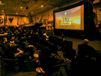 USS Carl Vinson Super Bowl party 150203-N-TP834-466
