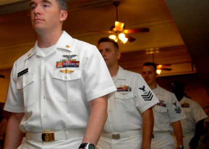US Navy 070823-N-9758L-020 Sailors enter Lockwood Hall on board Naval Station Pearl Harbor to begin the 2007 Military Recognition Ceremony, sponsored by the base college office photo