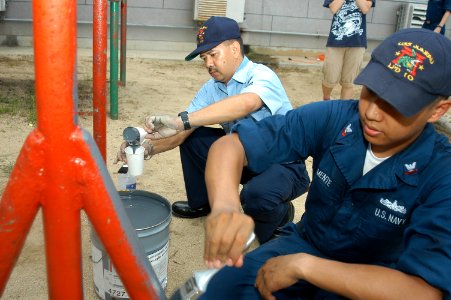 US Navy 070822-N-0807W-011 USS Juneau (LPD 10) Sailors rebuild playground equipment at the Tenshin-ryo Children's Home during a community relations project (COMREL)
