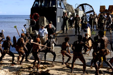 US Navy 070822-N-3642E-107 Locals welcome Secretary of the Navy (SECNAV), the Honorable Dr. Donald C. Winter with tribal dance during his tour of Sassamungga