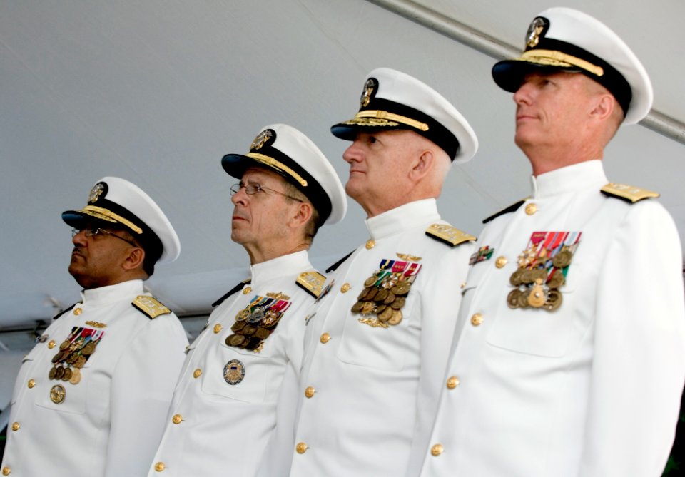 US Navy 070827-N-0696M-080 Vice Adm. Adam Robinson, Chief of Naval Operations Adm. Mike Mullen, Vice Adm. Donald C. Arthur, Surgeon General and chief of the Bureau of Medicine and Surgery, and Rear Adm. Richard Jefferies, comma