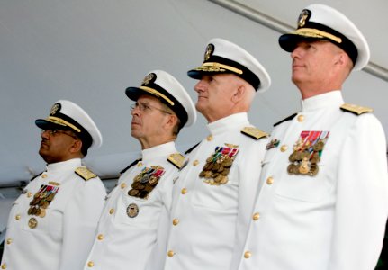 US Navy 070827-N-0696M-080 Vice Adm. Adam Robinson, Chief of Naval Operations Adm. Mike Mullen, Vice Adm. Donald C. Arthur, Surgeon General and chief of the Bureau of Medicine and Surgery, and Rear Adm. Richard Jefferies, comma