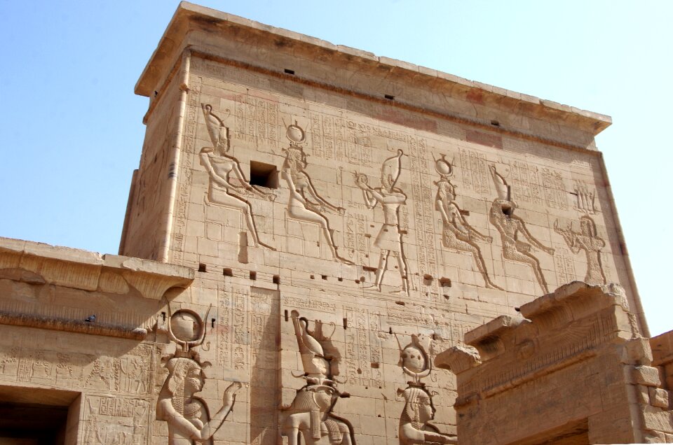 Temple pylon hieroglyphs