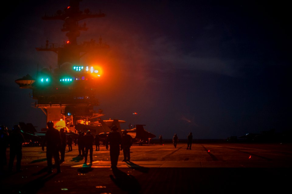 USS Carl Vinson night flight operations 141105-N-TP834-140