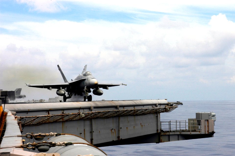 US Navy 070825-N-3349L-008 An F-A-18C Hornet, assigned to the Sunliners of Strike Fighter Squadron (VFA) 81, launches off the flight deck of the nuclear-powered aircraft carrier USS Nimitz (CVN 68)