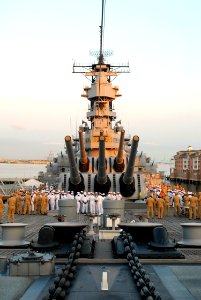 US Navy 070829-N-4515N-068 Chief petty officer selectees from the Hampton Roads area tour the battleship Wisconsin (BB 64) on Chief Petty Officer Heritage Day