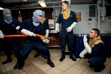 USS Carl Vinson general quarters drill 141205-N-TR763-089