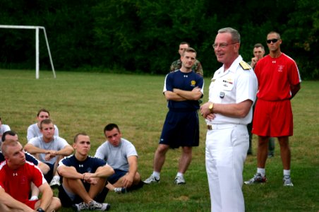 US Navy 070830-N-7163S-004 Rear Adm. Ben Wachendorf, U.S. Joint Forces Command Chief of Staff, discusses career opportunities and progression with Miami University Naval Reserve Officer Training Corps (NROTC) midshipmen and Air