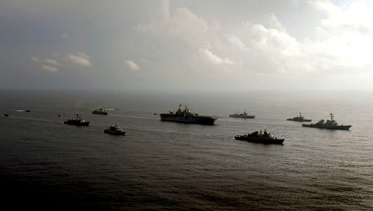 US Navy 070831-N-1810F-130 Ships from the United States and other nations take part in a photo exercise off the coast of Panama during PANAMAX 2007 photo